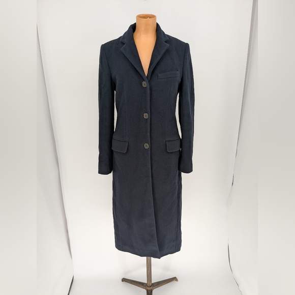 Ralph Lauren Wool Cashmere Blend Long Navy Coat Preppy Fall Winter